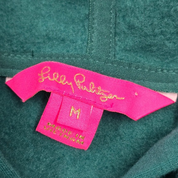 Lilly Pulitzer Suri Hoodie Womens Medium Green Long Sleeve 1/4 Zip Lounge - Picture 4 of 12